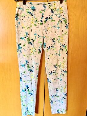 Insight New York Stretch Pull-On Abstract Floral Ankle Trousers - Size 4